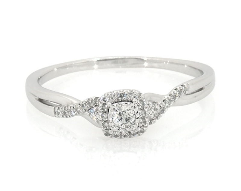 Main Image 1 of Previously Owned Round-Cut Diamond Twist Shank Engagement Ring 1/4 ct tw 10K White Gold