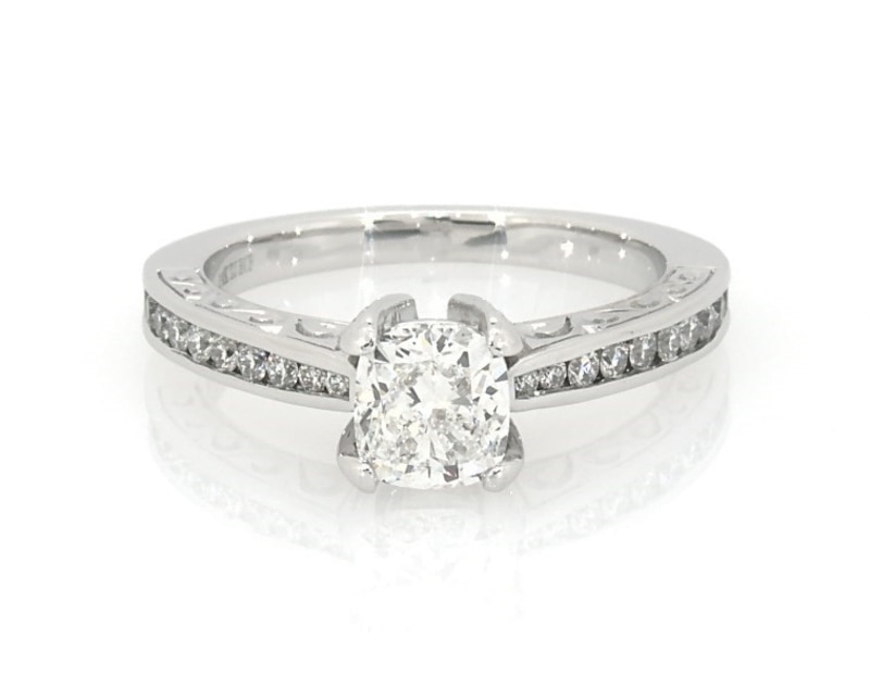 Main Image 1 of Previously Owned Cushion-Cut Diamond Engagement Ring 1-3/8 ct tw 14K White Gold Size 5