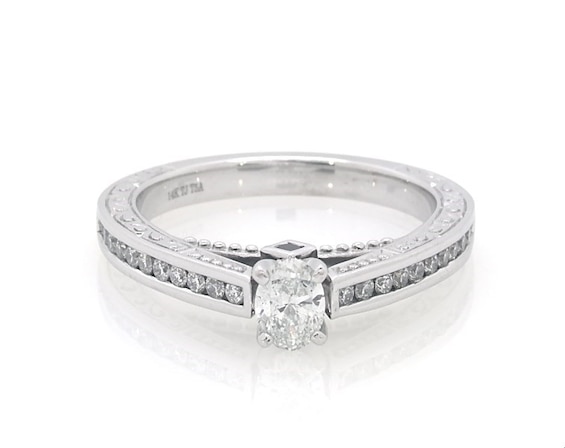 Previously Owned Oval-Cut Diamond Engagement Ring 1/2 ct tw 14K White Gold Size 7