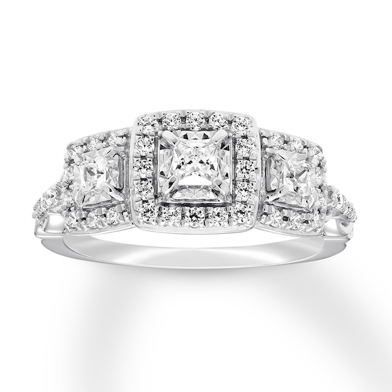 Previously Owned 3-Stone Diamond Engagement Ring 1/2 ct tw Princess-cut 10K White Gold