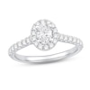 Thumbnail Image 1 of Previously Owned Halo Diamond Engagement Ring 1 ct tw Oval & Round-cut Platinum