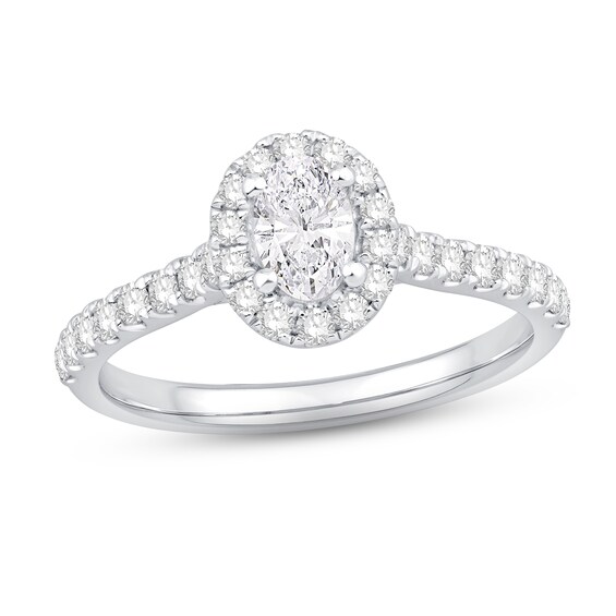 Previously Owned Halo Diamond Engagement Ring 1 ct tw Oval & Round-cut Platinum