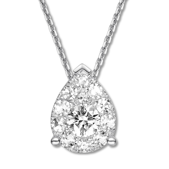Previously Owned Diamond Teardrop Necklace 1/2 ct tw Round-cut 14K White Gold