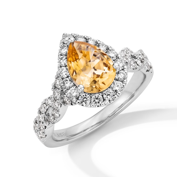 Previously Owned Neil Lane Citrine & Diamond Engagement Ring 3/4 ct tw Round-cut 14K White Gold