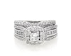 Thumbnail Image 1 of Previously Owned Princess-Cut Diamond Halo Bridal Set 1-1/2 ct tw 14K White Gold Size 5