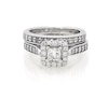 Thumbnail Image 1 of Previously Owned THE LEO Diamond Princess-Cut Halo Bridal Set 7/8 ct tw 14K White Gold Size 4