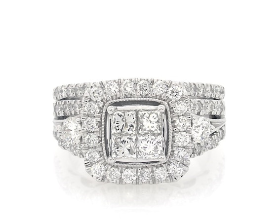 Previously Owned Princess-Cut Diamond Bridal Set 1-7/8 ct tw 14K White Gold Size 7.5