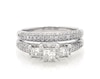 Thumbnail Image 1 of Previously Owned Princess-Cut Three-Stone Bridal Set 1-1/3 ct tw 14K White Gold Size 8.5
