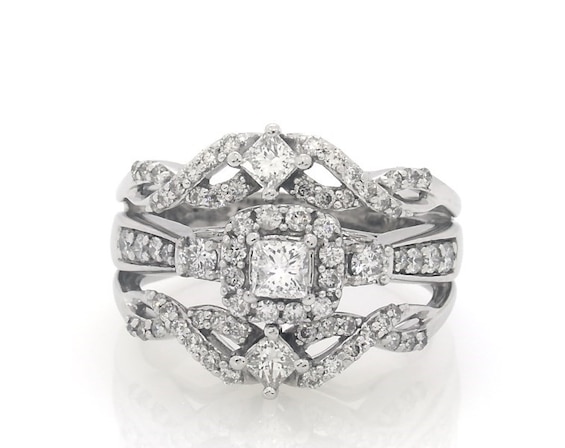 Previously Owned Princess-Cut Diamond Bridal Set 7/8 ct tw 14K White Gold Size 6.5