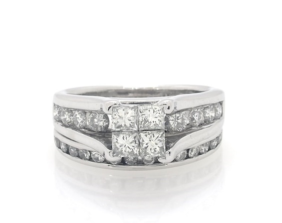 Previously Owned Princess-Cut Diamond Bridal Set 1 1/2 ct tw 14K White Gold Size 4.5