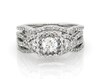 Thumbnail Image 1 of Previously Owned Round-Cut Diamond Double Halo Twist Bridal Set 1-1/5 ct tw 14K White Gold Size 6.75