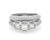 Thumbnail Image 1 of Previously Owned Princess-Cut Diamond Three-Stone Bridal Set 1-1/3 ct tw 14K White Gold Size 5