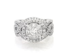Thumbnail Image 1 of Previously Owned Round-Cut Diamond Double Halo Bridal Set 1-1/4 ct tw 14K White Gold Size 4.75