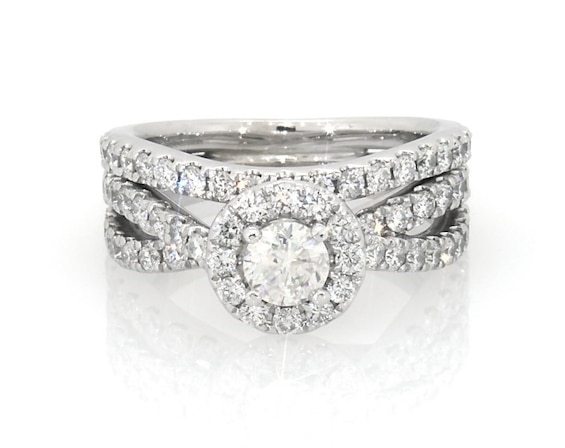Previously Owned THE LEO First Light Diamond Round-cut Bridal Set 1 ct tw 14K White Gold Size 4