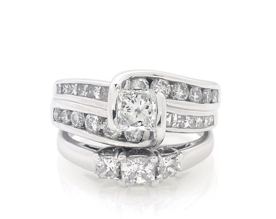 Previously Owned Princess-Cut Diamond Bridal Set 1-7/8 ct tw 14K White Gold Size 6