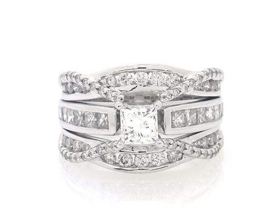 Previously Owned Princess-Cut Diamond Bridal Set 1-7/8 ct tw 14K White Gold Size 6