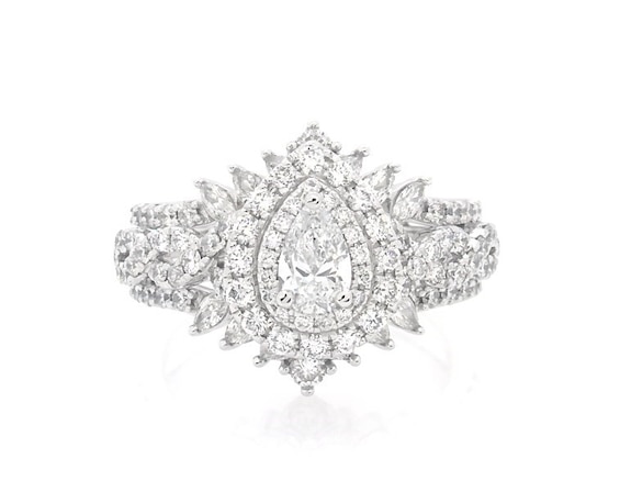 Previously Owned Pear-Shaped Diamond Bridal Set 2 ct tw 14K White Gold 7.25