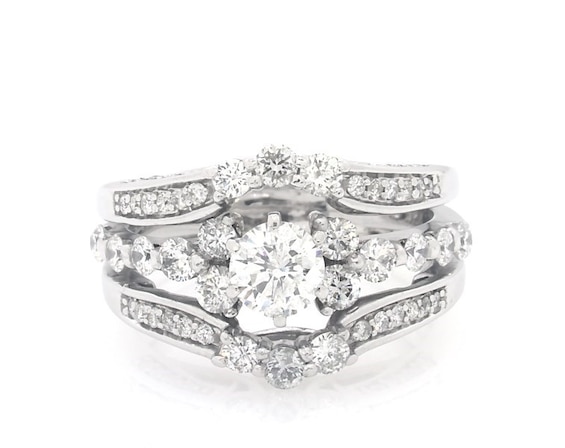 Previously Owned Round-Cut Diamond Bridal Set 1-3/8 ct tw 14K White Gold Size 6