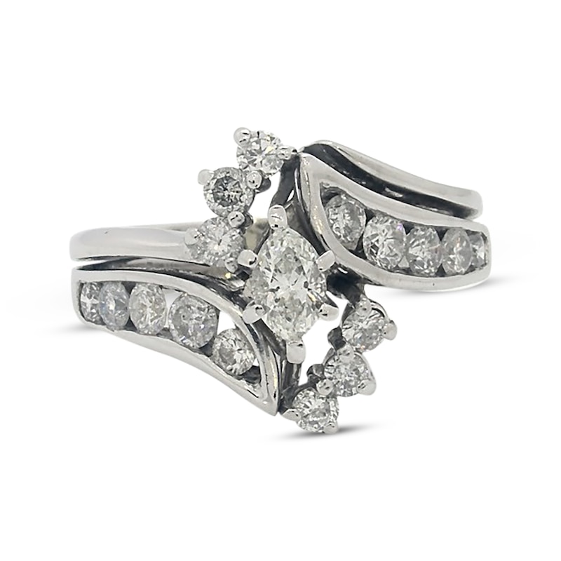 Main Image 1 of Previously Owned Marquise-Cut Diamond Bridal Set 7/8 ct tw 14K White Gold Size 5.25