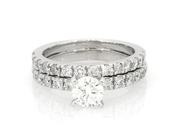 Previously Owned Round-Cut Diamond Bridal Set 1-5/8 ct tw 14K White Gold Size 6.5