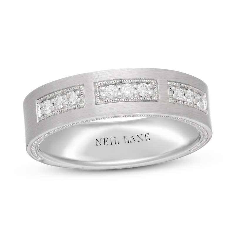 Main Image 1 of Previously Owned Neil Lane Men's Diamond Wedding Band 1/5 ct tw Round-cut 14K White Gold