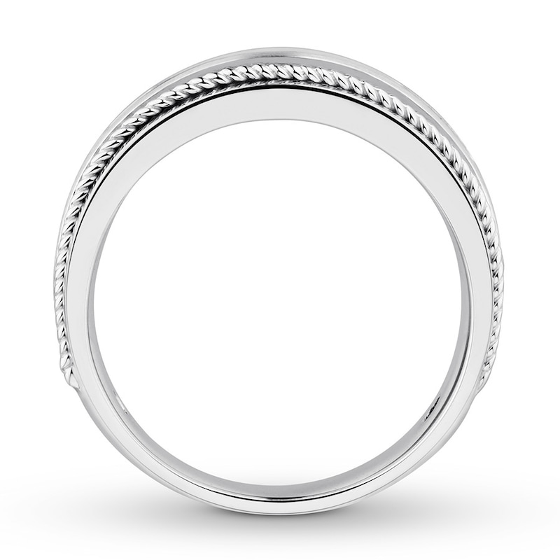 Main Image 2 of Previously Owned Men's Black Diamond Band 1 ct tw Round-cut 10K White Gold