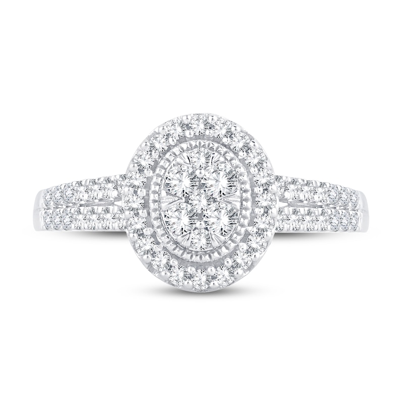 Main Image 3 of Previously Owned Multi-Diamond Engagement Ring 1/2 ct tw Round-cut 10K White Gold