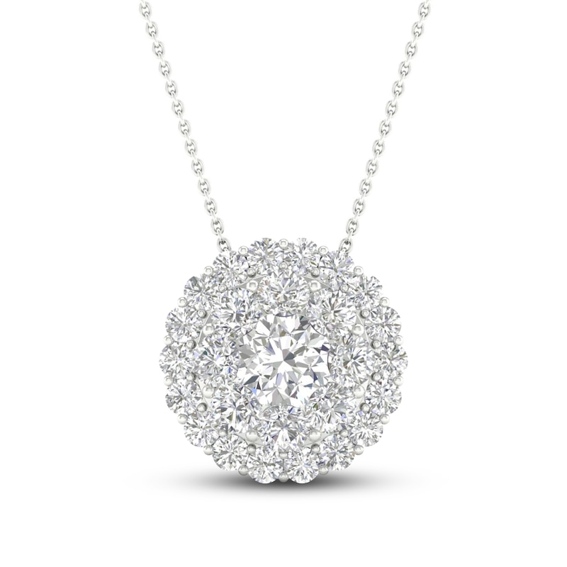 Main Image 1 of Previously Owned KAY Lab-Grown Diamonds Necklace 1-1/4 ct tw 14K White Gold 18"