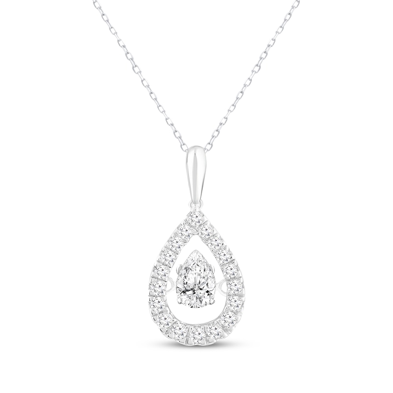 Main Image 1 of Previously Owned Unstoppable Love Pear-Shaped Lab-Grown diamond Necklace 1/2 ct tw 14K White Gold 18”
