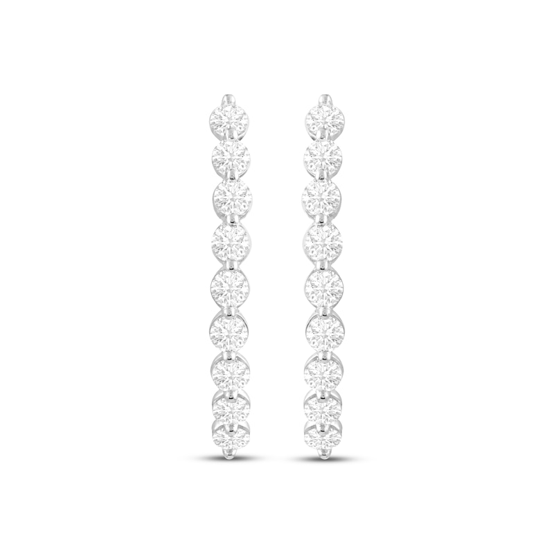 Main Image 2 of Previously Owned KAY Lab-Grown Diamonds Oval Hoop Earrings 1-1/2 ct tw 14K White Gold