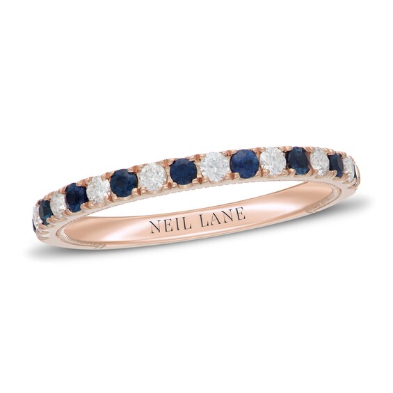 Previously Owned Neil Lane Blue Sapphire & Diamond Anniversary Ring 1/5 ct tw 14K Rose Gold