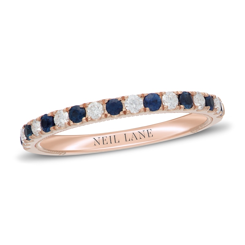 Main Image 1 of Previously Owned Neil Lane Blue Sapphire & Diamond Anniversary Ring 1/5 ct tw 14K Rose Gold