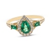 Thumbnail Image 1 of Previously Owned Pear-Shaped & Baguette-Cut Emerald & Diamond Ring 1/5 ct tw 10K Yellow Gold