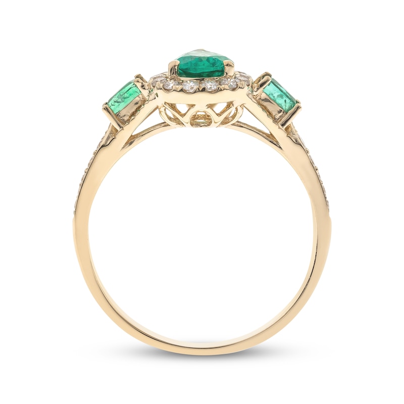 Main Image 2 of Previously Owned Pear-Shaped & Baguette-Cut Emerald & Diamond Ring 1/5 ct tw 10K Yellow Gold
