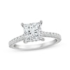 Thumbnail Image 1 of Previously Owned Lab-Grown Diamonds Engagement Ring 1-1/4 ct tw Princess & Round-cut 14K White Gold