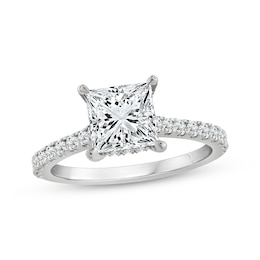 Previously Owned Lab-Grown Diamonds Engagement Ring 1-1/4 ct tw Princess & Round-cut 14K White Gold