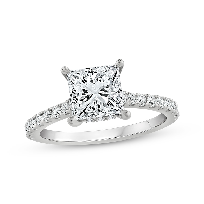 Main Image 1 of Previously Owned Lab-Grown Diamonds Engagement Ring 1-1/4 ct tw Princess & Round-cut 14K White Gold