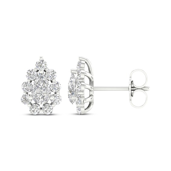 Previously Owned KAY Lab-Grown Diamonds Pear-Shaped Stud Earrings 1 ct tw 14K White Gold