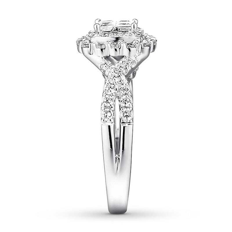 Main Image 3 of Previously Owned&nbsp;Diamond Engagement Ring 7/8 ct tw Princess & Round-cut 14K White Gold