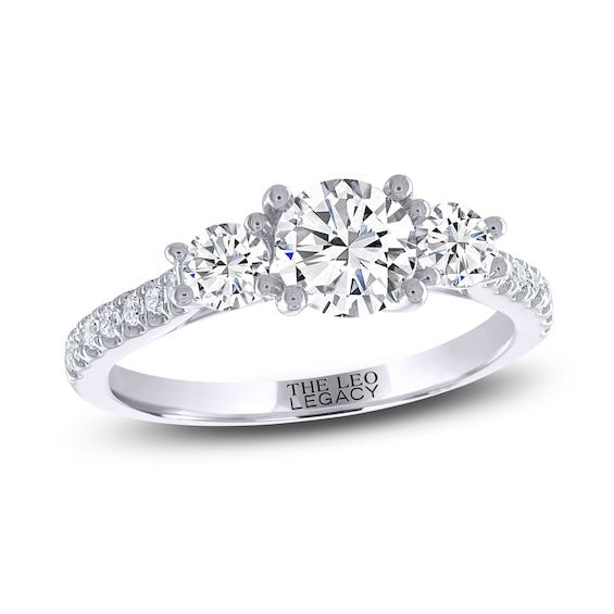 Previously Owned THE LEO Legacy Lab-Grown Diamond Three-Stone Engagement Ring 1-1/2 ct tw 14K White Gold
