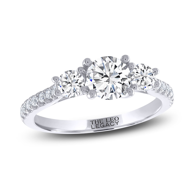 Previously Owned THE LEO Legacy Lab-Created Diamond Three-Stone Engagement Ring 1-1/2 ct tw 14K White Gold