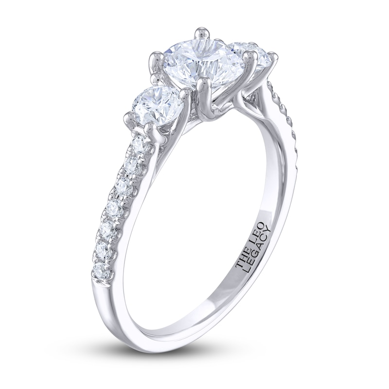 Main Image 2 of Previously Owned THE LEO Legacy Lab-Grown Diamond Three-Stone Engagement Ring 1-1/2 ct tw 14K White Gold