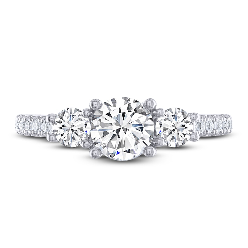 Main Image 3 of Previously Owned THE LEO Legacy Lab-Grown Diamond Three-Stone Engagement Ring 1-1/2 ct tw 14K White Gold