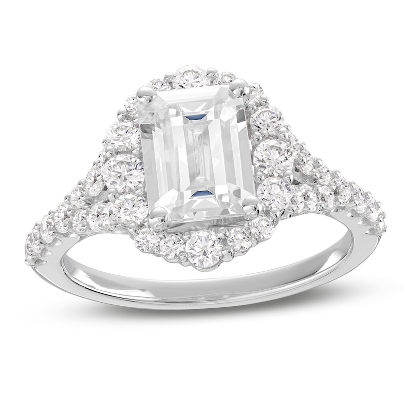 Main Image 1 of Previously Owned  Lab-Grown Diamonds Emerald-Cut Engagement Ring 2-3/4 ct tw 14K White Gold