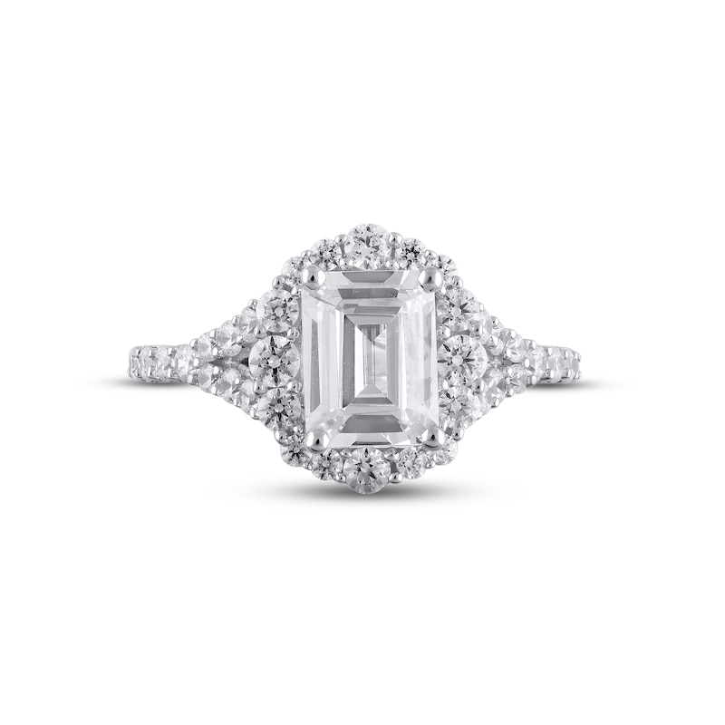 Main Image 3 of Previously Owned  Lab-Grown Diamonds Emerald-Cut Engagement Ring 2-3/4 ct tw 14K White Gold