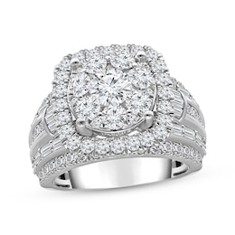 Previously Owned Lab-Grown Diamonds Multi-Diamond Center Engagement Ring 4 ct tw Round-cut 14K White Gold