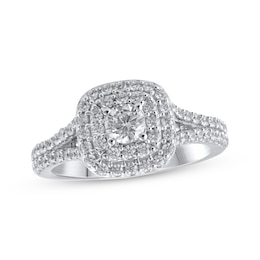 Previously Owned Lab-Grown Diamonds Cushion Frame Engagement Ring 1 ct tw 14K White Gold