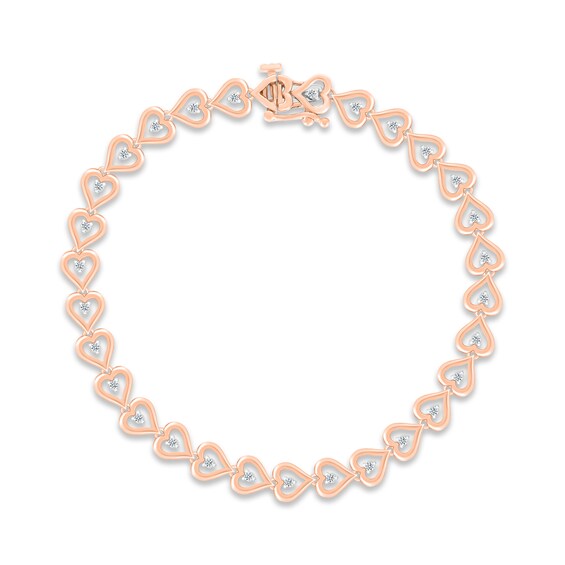 Previously Owned Diamond Heart Line Bracelet 1/4 ct tw Round-cut 10K Rose Gold 7.25"