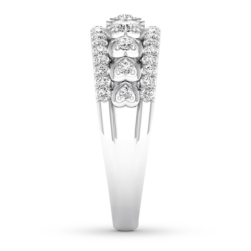 Main Image 3 of Previously Owned Diamond Heart Anniversary Band 1/2 ct tw Round 14K White Gold