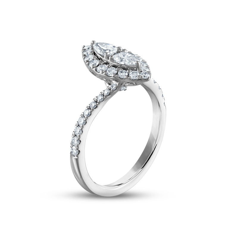 Main Image 2 of Previously Owned Multi-Diamond Engagement Ring 1 ct tw Pear & Round-cut 14K White Gold